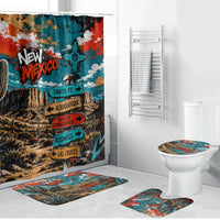 New Mexico Desert Road Sign Bathroom Set Zia Symbol Grunge Paint Splatter Travel Graphic