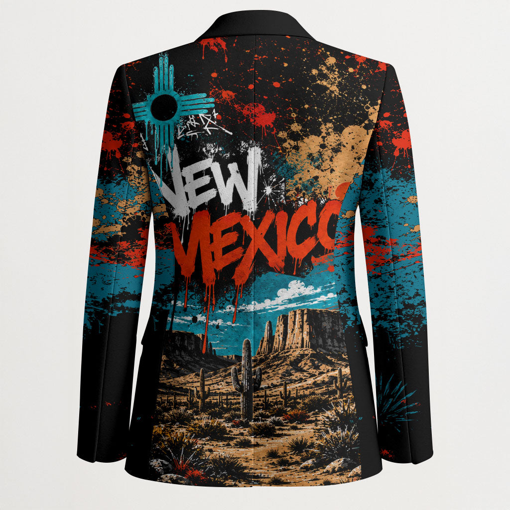 New Mexico Desert Road Sign Blazer Zia Symbol Grunge Paint Splatter Travel Graphic
