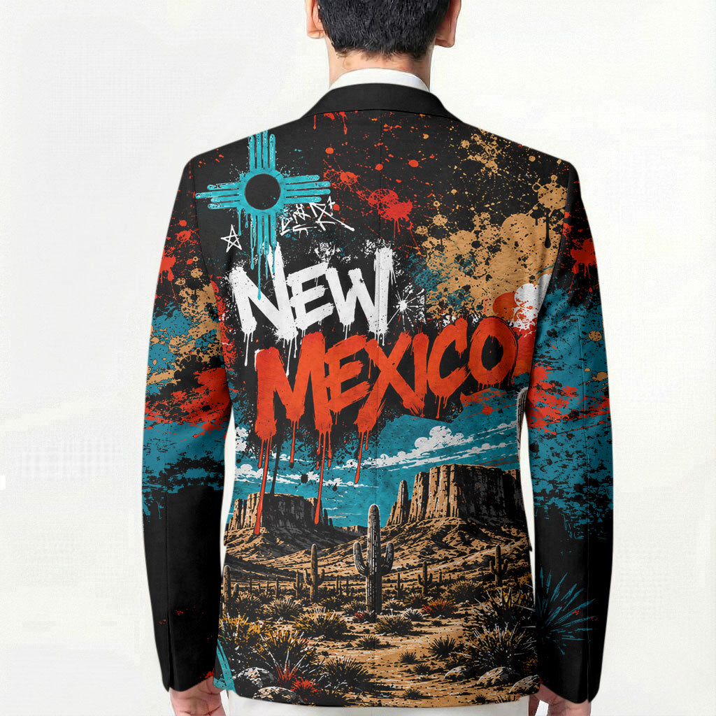 New Mexico Desert Road Sign Blazer Zia Symbol Grunge Paint Splatter Travel Graphic