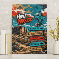New Mexico Desert Road Sign Canvas Wall Art Zia Symbol Grunge Paint Splatter Travel Graphic