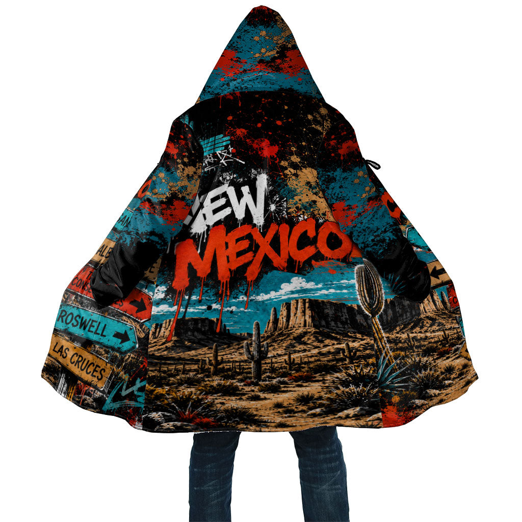 New Mexico Desert Road Sign Cloak Zia Symbol Grunge Paint Splatter Travel Graphic