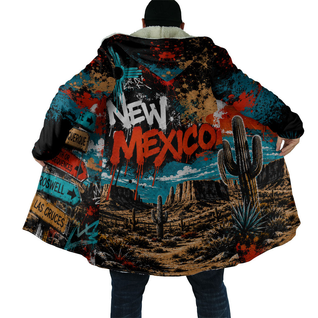 New Mexico Desert Road Sign Cloak Zia Symbol Grunge Paint Splatter Travel Graphic