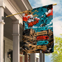 New Mexico Desert Road Sign Garden Flag Zia Symbol Grunge Paint Splatter Travel Graphic