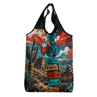 New Mexico Desert Road Sign Grocery Bag Zia Symbol Grunge Paint Splatter Travel Graphic