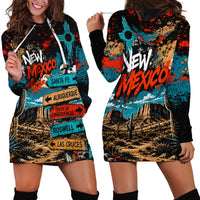 New Mexico Desert Road Sign Hoodie Dress Zia Symbol Grunge Paint Splatter Travel Graphic