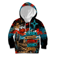 New Mexico Desert Road Sign Kid Hoodie Zia Symbol Grunge Paint Splatter Travel Graphic