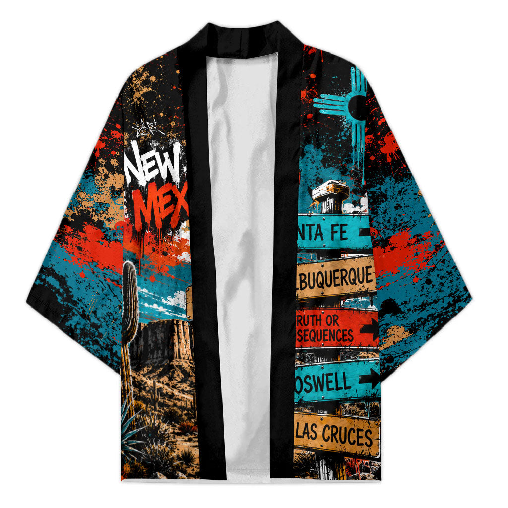 New Mexico Desert Road Sign Kimono Zia Symbol Grunge Paint Splatter Travel Graphic
