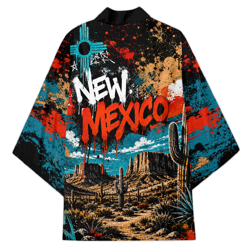 New Mexico Desert Road Sign Kimono Zia Symbol Grunge Paint Splatter Travel Graphic