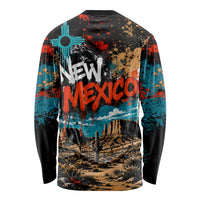 New Mexico Desert Road Sign Long Sleeve Shirt Zia Symbol Grunge Paint Splatter Travel Graphic