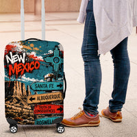 New Mexico Desert Road Sign Luggage Cover Zia Symbol Grunge Paint Splatter Travel Graphic