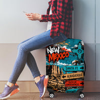 New Mexico Desert Road Sign Luggage Cover Zia Symbol Grunge Paint Splatter Travel Graphic