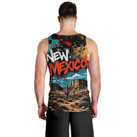 New Mexico Desert Road Sign Men Tank Top Zia Symbol Grunge Paint Splatter Travel Graphic