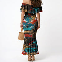 New Mexico Desert Road Sign Mermaid Dress Zia Symbol Grunge Paint Splatter Travel Graphic