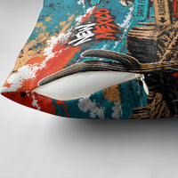 New Mexico Desert Road Sign Pillow Cover Zia Symbol Grunge Paint Splatter Travel Graphic