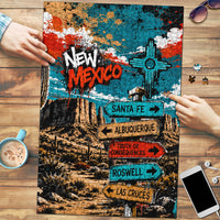 New Mexico Desert Road Sign Puzzle Zia Symbol Grunge Paint Splatter Travel Graphic