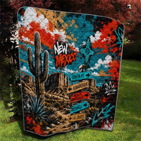 New Mexico Desert Road Sign Quilt Zia Symbol Grunge Paint Splatter Travel Graphic