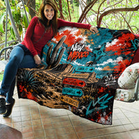 New Mexico Desert Road Sign Quilt Zia Symbol Grunge Paint Splatter Travel Graphic