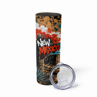 New Mexico Desert Road Sign Skinny Tumbler Zia Symbol Grunge Paint Splatter Travel Graphic