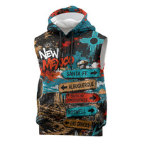 New Mexico Desert Road Sign Sleeveless Hoodie Zia Symbol Grunge Paint Splatter Travel Graphic
