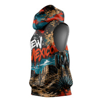 New Mexico Desert Road Sign Sleeveless Hoodie Zia Symbol Grunge Paint Splatter Travel Graphic