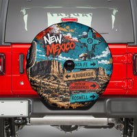 New Mexico Desert Road Sign Spare Tire Cover Zia Symbol Grunge Paint Splatter Travel Graphic
