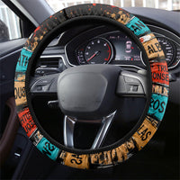 New Mexico Desert Road Sign Steering Wheel Cover Zia Symbol Grunge Paint Splatter Travel Graphic