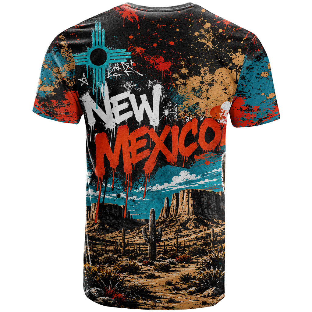 New Mexico Desert Road Sign T Shirt Zia Symbol Grunge Paint Splatter Travel Graphic