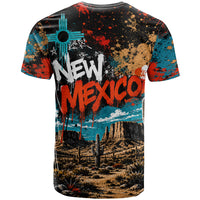 New Mexico Desert Road Sign T Shirt Zia Symbol Grunge Paint Splatter Travel Graphic