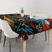 New Mexico Desert Road Sign Tablecloth Zia Symbol Grunge Paint Splatter Travel Graphic