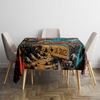 New Mexico Desert Road Sign Tablecloth Zia Symbol Grunge Paint Splatter Travel Graphic