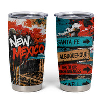 New Mexico Desert Road Sign Tumbler Cup Zia Symbol Grunge Paint Splatter Travel Graphic