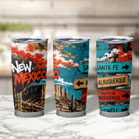 New Mexico Desert Road Sign Tumbler Cup Zia Symbol Grunge Paint Splatter Travel Graphic