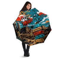 New Mexico Desert Road Sign Umbrella Zia Symbol Grunge Paint Splatter Travel Graphic