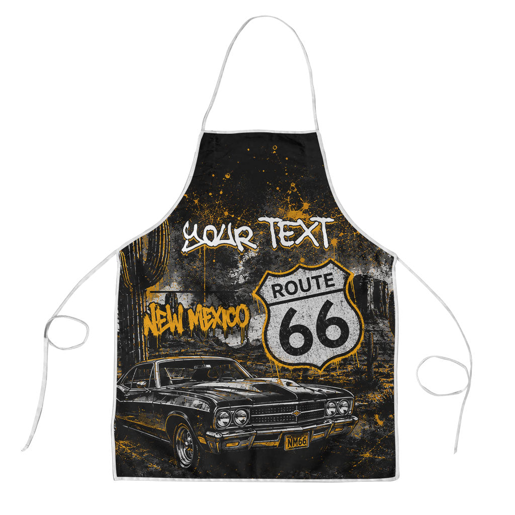 Personalized New Mexico Route 66 Classic Car Apron Desert Cactus Grunge Paint Splatter Vintage Road Trip