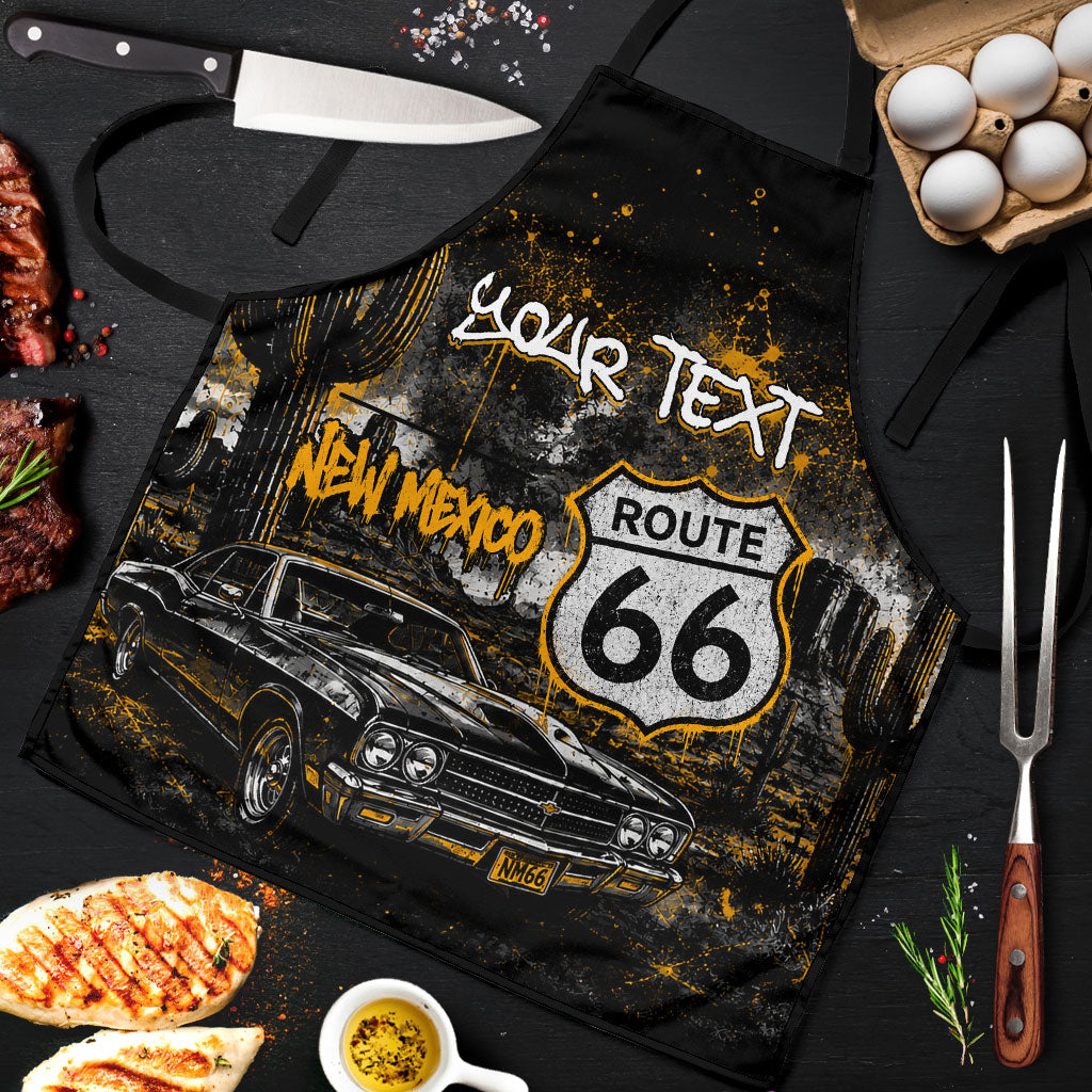 Personalized New Mexico Route 66 Classic Car Apron Desert Cactus Grunge Paint Splatter Vintage Road Trip
