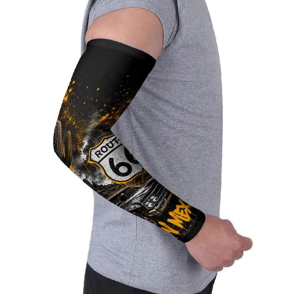 Personalized New Mexico Route 66 Classic Car Arm Sleeves Desert Cactus Grunge Paint Splatter Vintage Road Trip