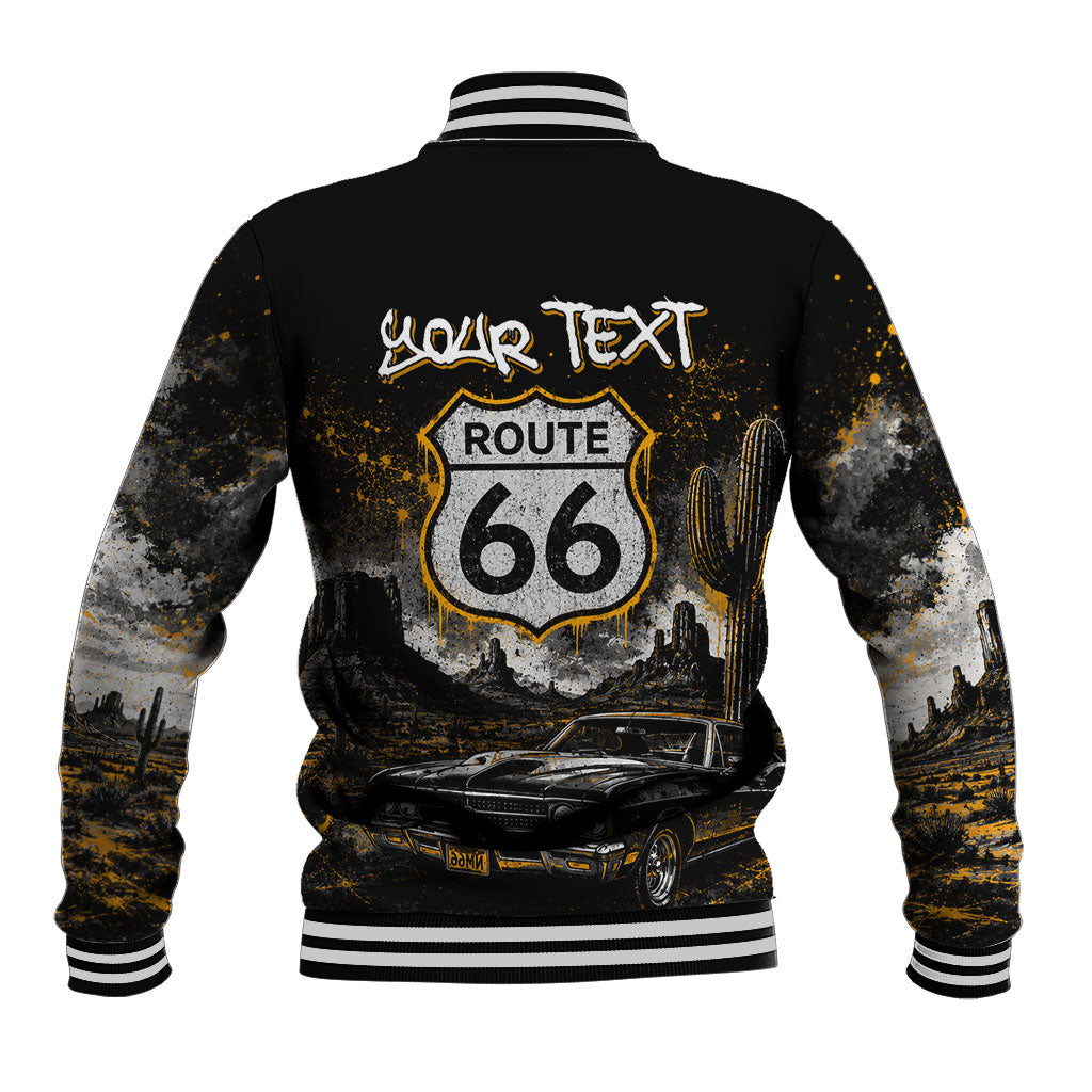 Personalized New Mexico Route 66 Classic Car Baseball Jacket Desert Cactus Grunge Paint Splatter Vintage Road Trip