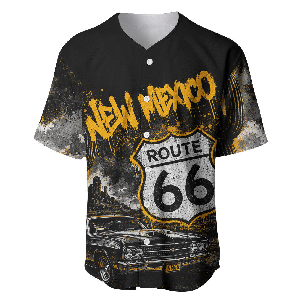 Personalized New Mexico Route 66 Classic Car Baseball Jersey Desert Cactus Grunge Paint Splatter Vintage Road Trip
