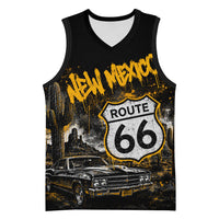 Personalized New Mexico Route 66 Classic Car Basketball Jersey Desert Cactus Grunge Paint Splatter Vintage Road Trip