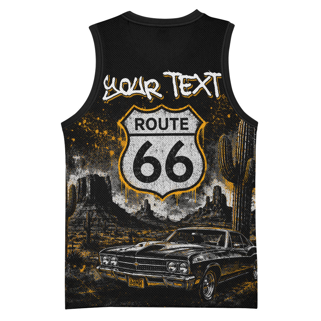Personalized New Mexico Route 66 Classic Car Basketball Jersey Desert Cactus Grunge Paint Splatter Vintage Road Trip