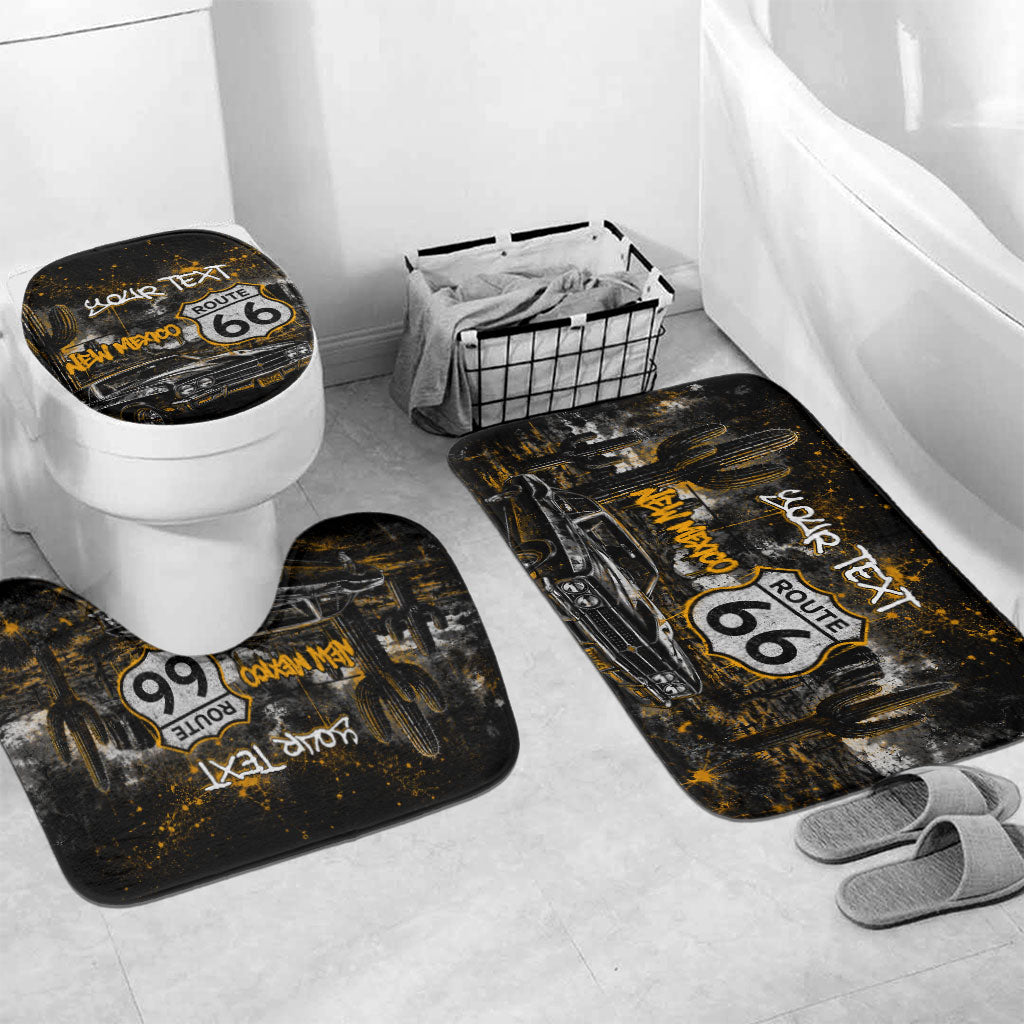 Personalized New Mexico Route 66 Classic Car Bathroom Set Desert Cactus Grunge Paint Splatter Vintage Road Trip