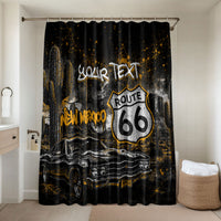 Personalized New Mexico Route 66 Classic Car Bathroom Set Desert Cactus Grunge Paint Splatter Vintage Road Trip