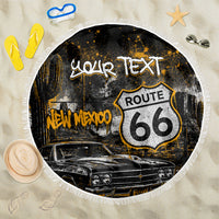 Personalized New Mexico Route 66 Classic Car Beach Blanket Desert Cactus Grunge Paint Splatter Vintage Road Trip