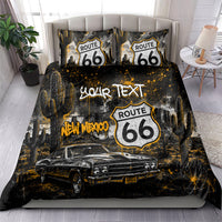 Personalized New Mexico Route 66 Classic Car Bedding Set Desert Cactus Grunge Paint Splatter Vintage Road Trip