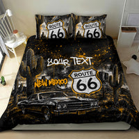 Personalized New Mexico Route 66 Classic Car Bedding Set Desert Cactus Grunge Paint Splatter Vintage Road Trip