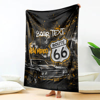 Personalized New Mexico Route 66 Classic Car Blanket Desert Cactus Grunge Paint Splatter Vintage Road Trip