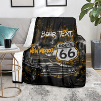 Personalized New Mexico Route 66 Classic Car Blanket Desert Cactus Grunge Paint Splatter Vintage Road Trip