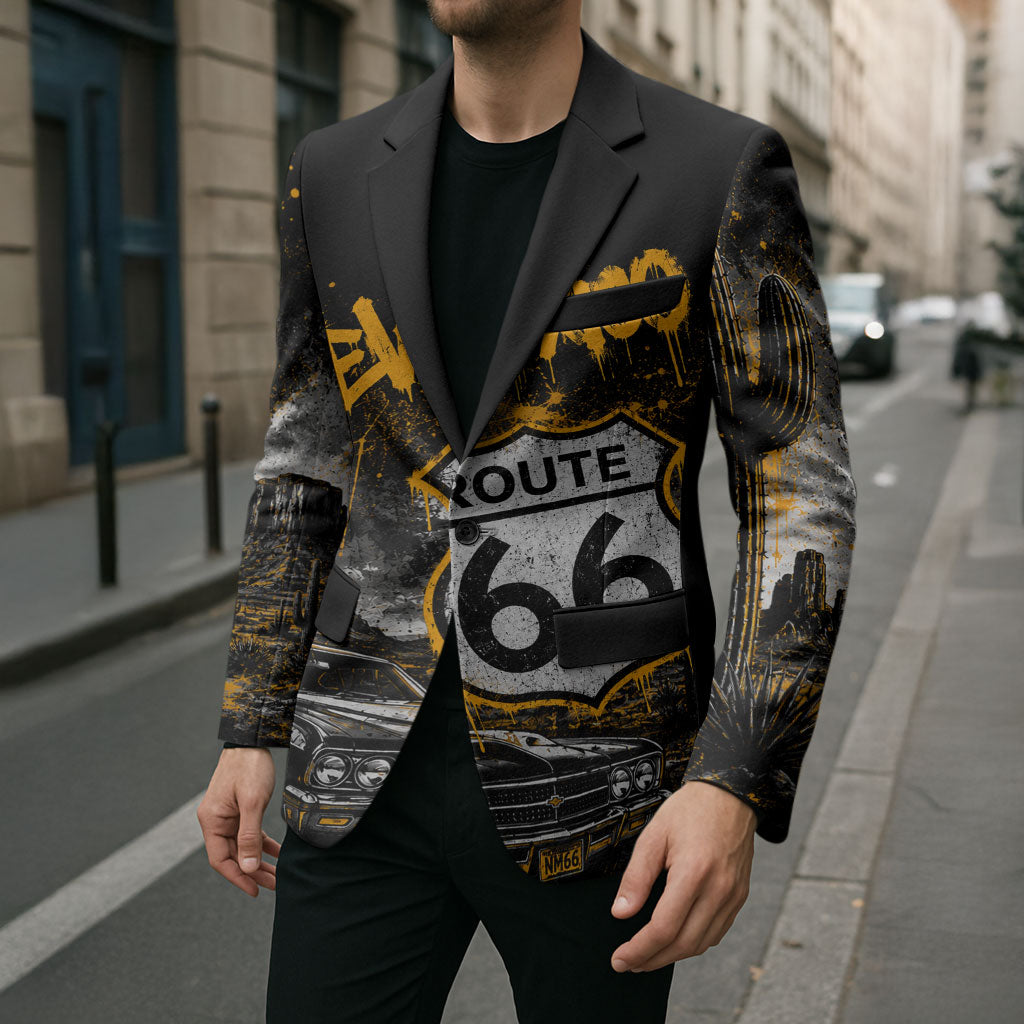 Personalized New Mexico Route 66 Classic Car Blazer Desert Cactus Grunge Paint Splatter Vintage Road Trip