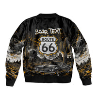 Personalized New Mexico Route 66 Classic Car Bomber Jacket Desert Cactus Grunge Paint Splatter Vintage Road Trip