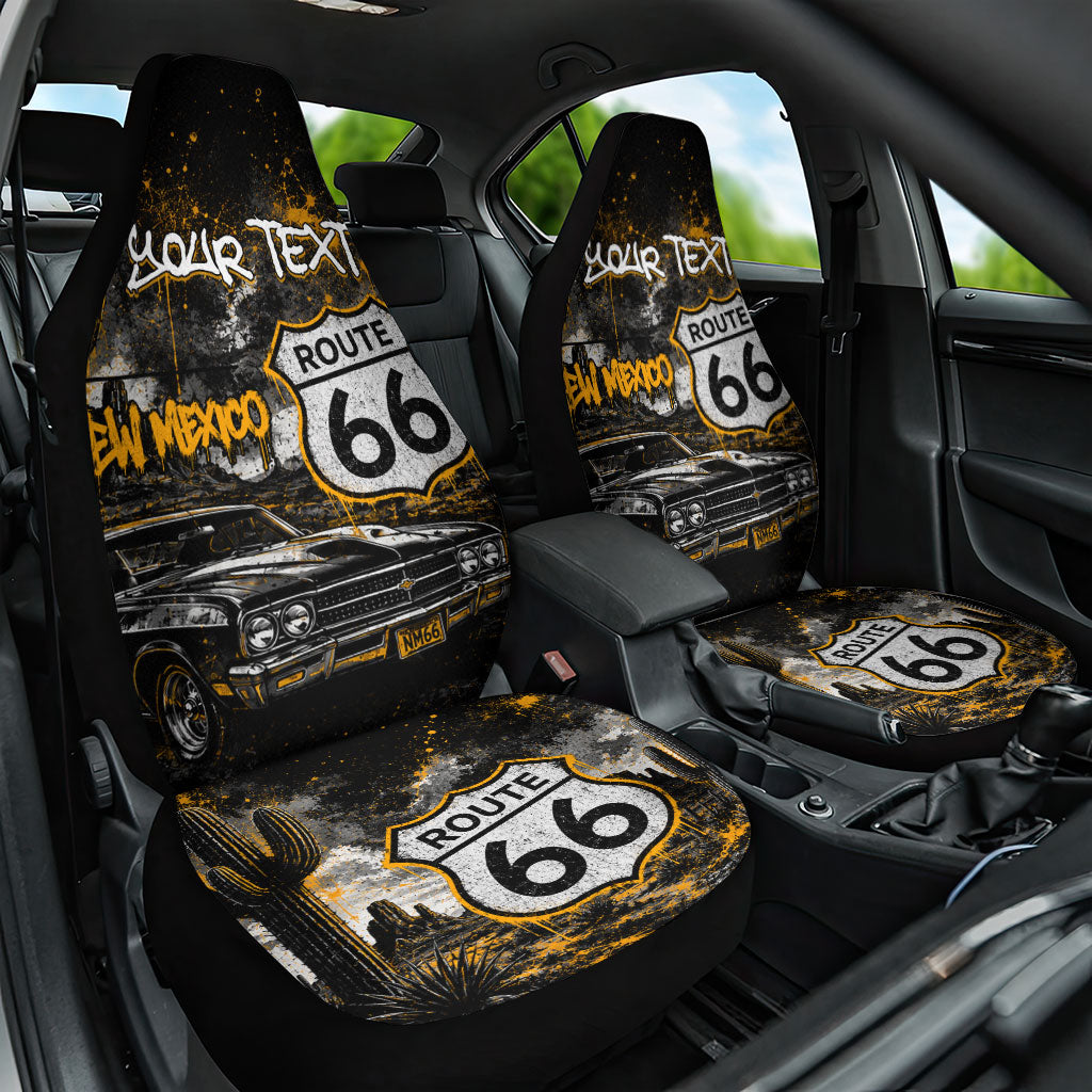 Personalized New Mexico Route 66 Classic Car Car Seat Cover Desert Cactus Grunge Paint Splatter Vintage Road Trip